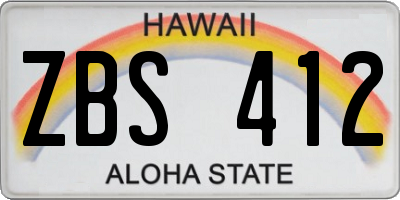 HI license plate ZBS412