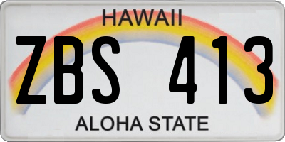 HI license plate ZBS413