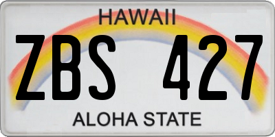 HI license plate ZBS427