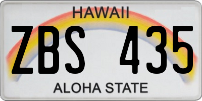 HI license plate ZBS435