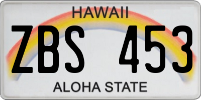 HI license plate ZBS453