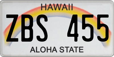 HI license plate ZBS455