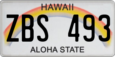 HI license plate ZBS493