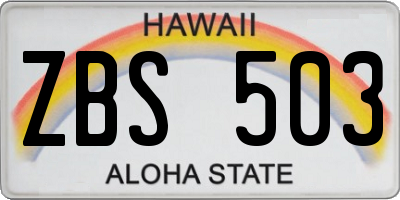 HI license plate ZBS503