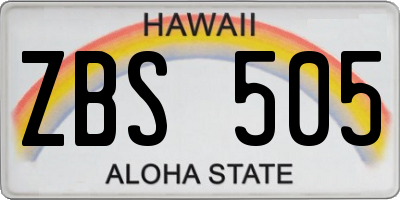 HI license plate ZBS505