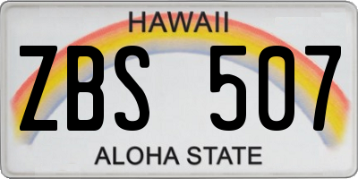 HI license plate ZBS507