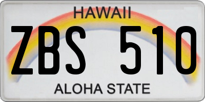 HI license plate ZBS510
