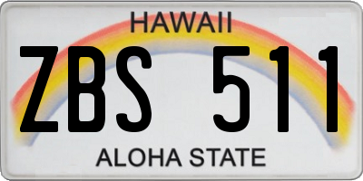 HI license plate ZBS511
