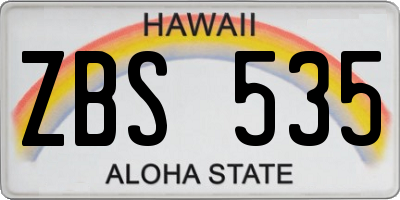 HI license plate ZBS535