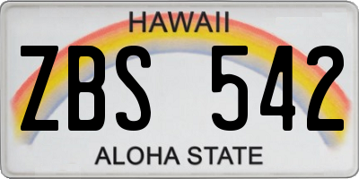 HI license plate ZBS542