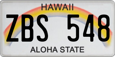 HI license plate ZBS548
