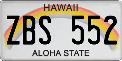 HI license plate ZBS552