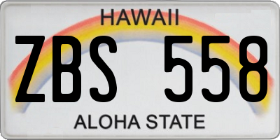 HI license plate ZBS558