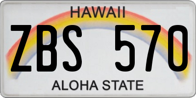 HI license plate ZBS570