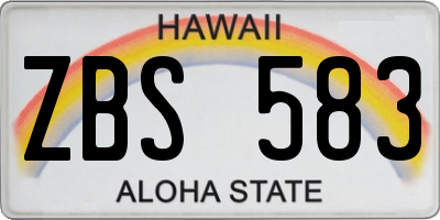 HI license plate ZBS583
