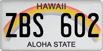 HI license plate ZBS602