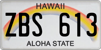 HI license plate ZBS613