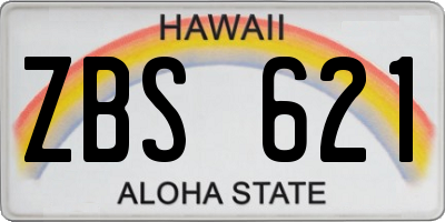 HI license plate ZBS621