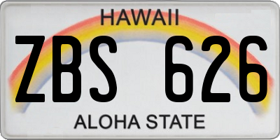 HI license plate ZBS626