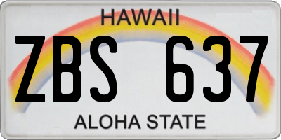HI license plate ZBS637
