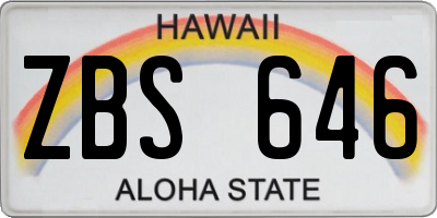 HI license plate ZBS646
