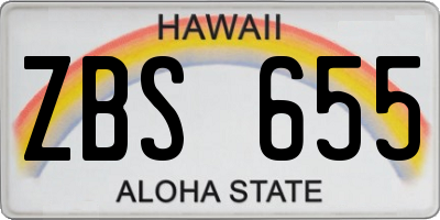 HI license plate ZBS655