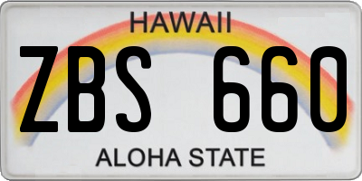 HI license plate ZBS660