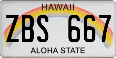 HI license plate ZBS667