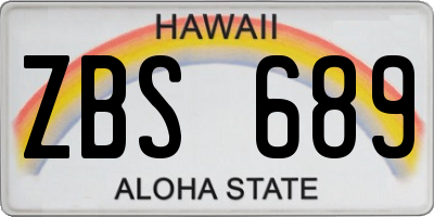 HI license plate ZBS689