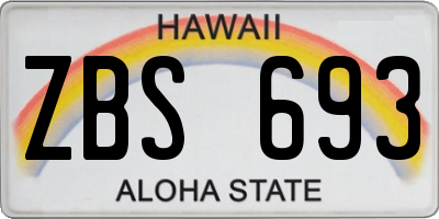 HI license plate ZBS693