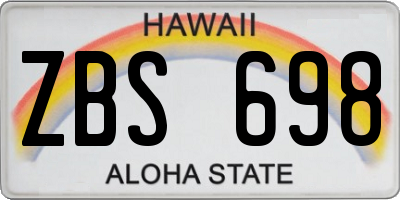 HI license plate ZBS698