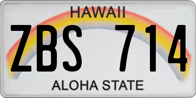 HI license plate ZBS714