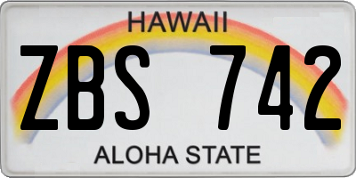 HI license plate ZBS742
