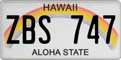 HI license plate ZBS747