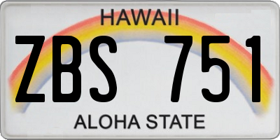 HI license plate ZBS751