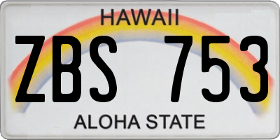 HI license plate ZBS753