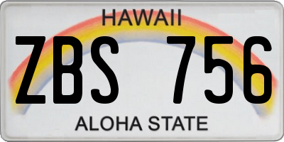 HI license plate ZBS756
