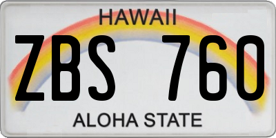 HI license plate ZBS760