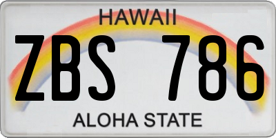 HI license plate ZBS786