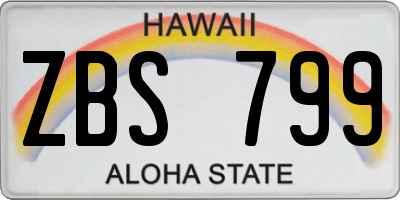 HI license plate ZBS799