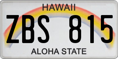 HI license plate ZBS815