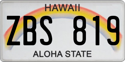 HI license plate ZBS819