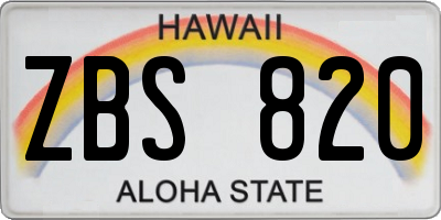 HI license plate ZBS820