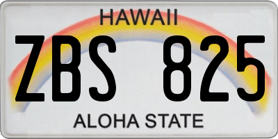 HI license plate ZBS825