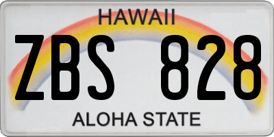 HI license plate ZBS828