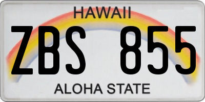 HI license plate ZBS855