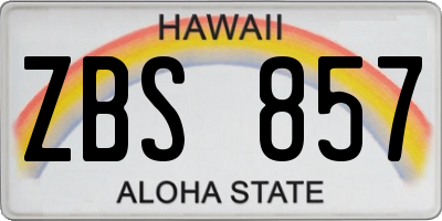 HI license plate ZBS857