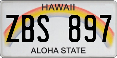 HI license plate ZBS897