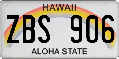 HI license plate ZBS906