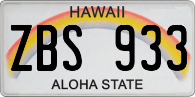 HI license plate ZBS933